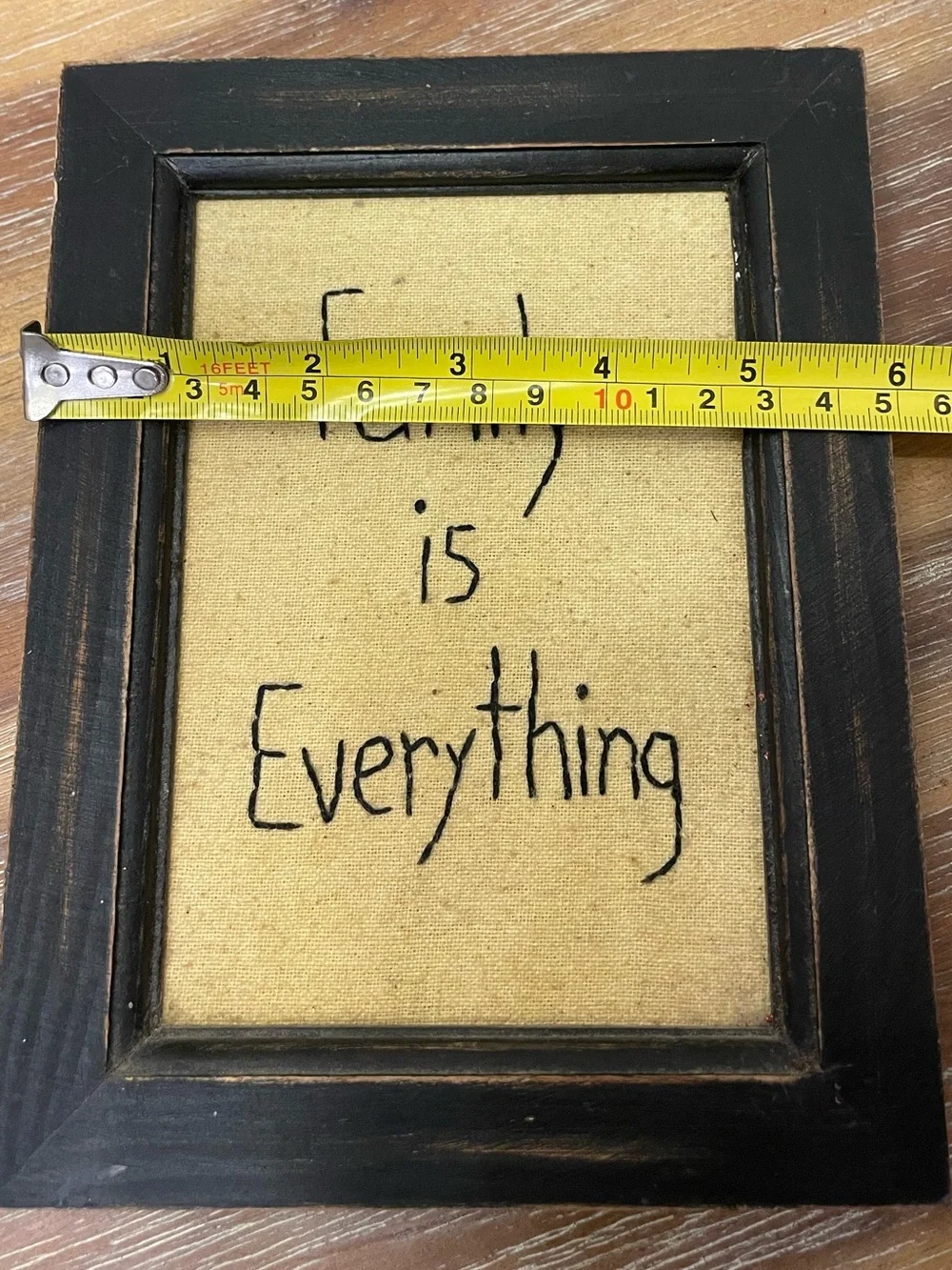 Family Is Everything Framed Burlap Wall Accent - Black Distressed Frame